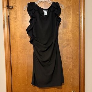 Esley Black One Shoulder Ruffle Dress